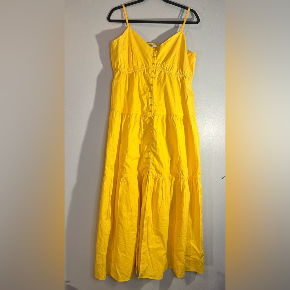 Yellow tiered maxi sundress size large Cato EUC